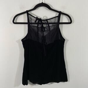 BCBG Generation Black Velvet Lace Cutout Back Tank Size S Fairycore Whimsygoth